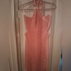 Express Halter Backless Dress in Soft Pink